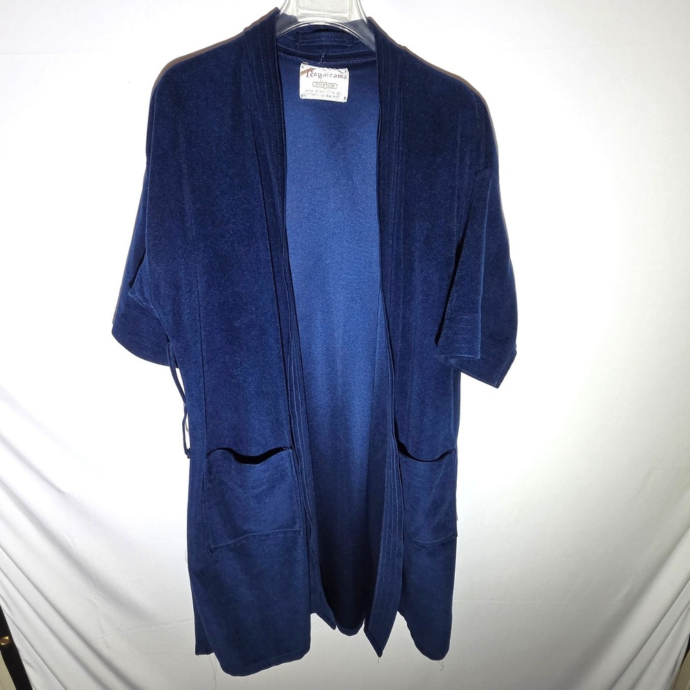 Royalcama Roytex Robe Men One Size Blue Vintage Velour No Belt